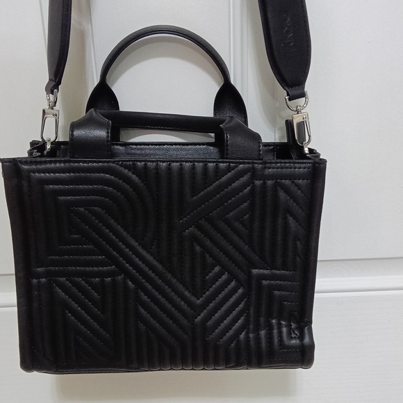 DKNY Black Quilted Logo Tote - Picture 10 of 11